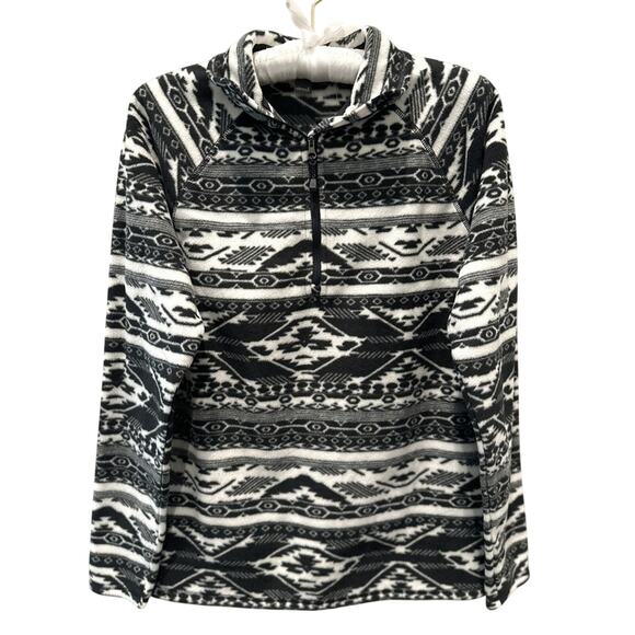 EDDIE BAUER | Women’s Aztec Fleece Pullover Black White | Small - Picture 1 of 8